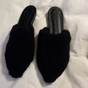 Jenni Kayne Black Shearling Mules